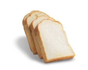 Sliced white bread  isolated on white background. This has clipping path.