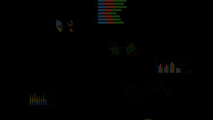 Business data graph digital world space 3D illustration background