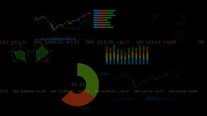 Business data graph digital world space 3D illustration background