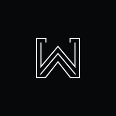Minimal elegant monogram art logo. Outstanding professional trendy awesome artistic W WW WA AW initial based Alphabet icon logo. Premium Business logo White color on black background
