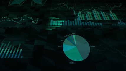 Business data graph digital world space 3D illustration background