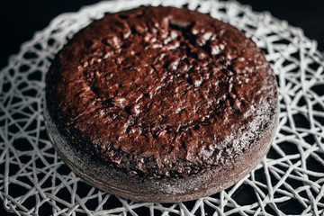 Chocolate cake tasty homemade cake on table top view dark food photo