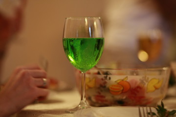 A glass of green tarragon drink 