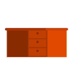 Wooden brown desk. Vector isolated illustration in a flat style.