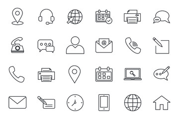 Set Contact us icon template for graphic and web design collection. Phone, address and mail symbol logo vector illustration