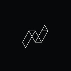 Minimal elegant monogram art logo. Outstanding professional trendy awesome artistic N NN NV VN initial based Alphabet icon logo. Premium Business logo White color on black background