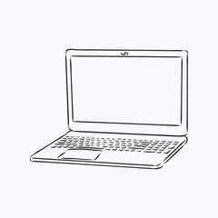 Laptop sketch vector illustration, laptop vector sketch illustration