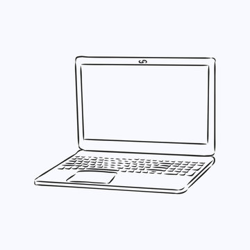 Laptop sketch vector illustration, laptop vector sketch illustration