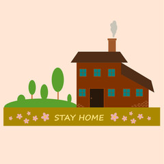 Stay home campaign for protecting Covid-19 Coronavirus outbreak. Flat style illustration for website and print.