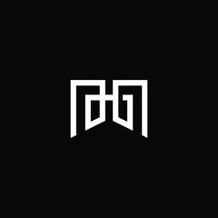 Minimal elegant monogram art logo. Outstanding professional trendy awesome artistic M MM MH HM initial based Alphabet icon logo. Premium Business logo White color on black background