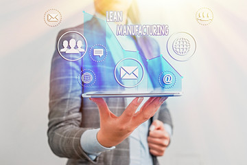 Writing note showing Lean Manufacturing. Business concept for Waste Minimization without...