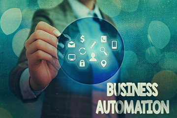 Writing note showing Business Automation. Business concept for for Digital Transformation...