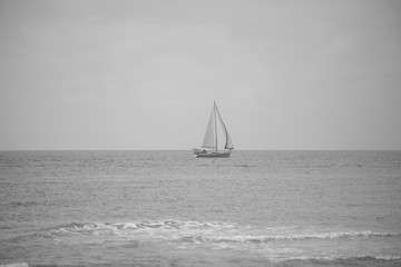 Sailing boat on the mediterranean coast