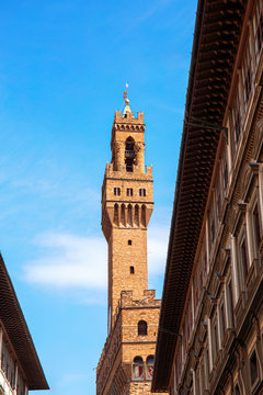 Famous Palazzo Vecchio bell tower in Florence