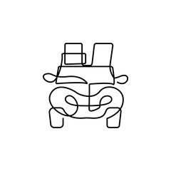 travel car one line icon on white background