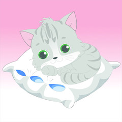 Cute little sleepy kitty vector character illustration. Kitty collection