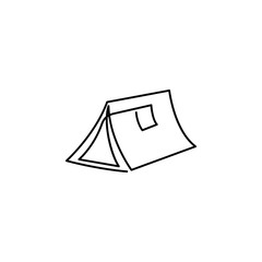 camp, tent one line icon on white background
