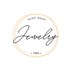 Jewelry logo design, hand-drawn lettering logo. Vector design.