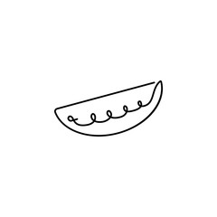 watermelon, slice one line icon on white background
