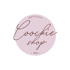 Cookie shop logo. Handwritten logo. Isolated on white background.