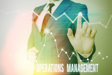 Word writing text Operations Management. Business photo showcasing ensure Inputs to Output the...