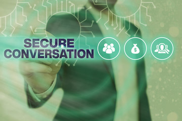 Handwriting text Secure Conversation. Conceptual photo Secured Encrypted Communication between Web...