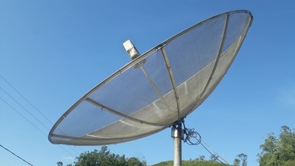 satelite dish on top the building