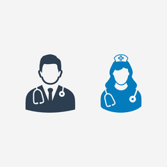 Doctor and nurse icon. Editable Vector EPS Symbol Illustration.
