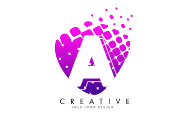 Letter AA Design with Pink and Purple Shattered Blocks Vector Illustration.