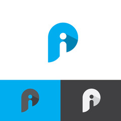 Letter Pi simple symbol vector template in blue color - obrazy, fototapety, plakaty