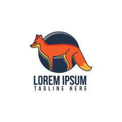Illustration design unique fox in flat design symbol