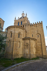 Fototapeta na wymiar Old church cathedral Se Velha tower entrance in Coimbra, Portugal