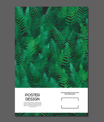 Green forest poster. Fern leaves templates universal use
