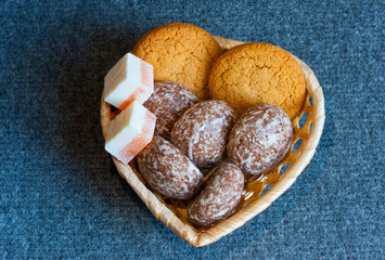 Dessert of gingerbread, cookies and sweets.
