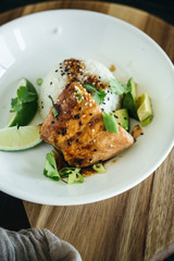 Salmon Fillet Over Steamed Rice