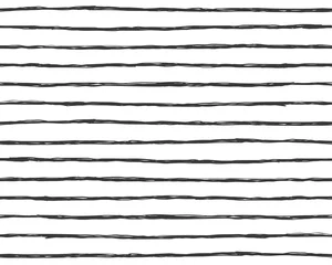 Tapeten Horizontale Streifen Handgezeichnetes nahtloses Muster mit schwarzen horizontalen Streifen auf weißem Hintergrund. Kann zum Drucken von Modetextilien verwendet werden.