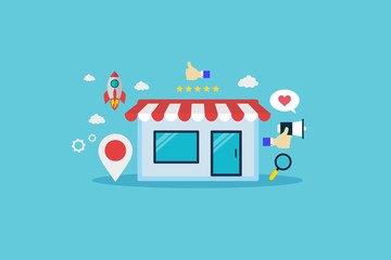 Online business ecommerce shopping market place. Digital marketing
