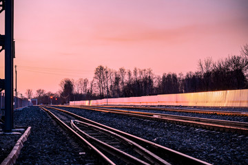 Fototapeta premium railway at sunset