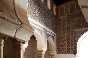 Mihrab with Darj w ktaf motifs at Ben Youssef Madrasa, Marrakech Morocco