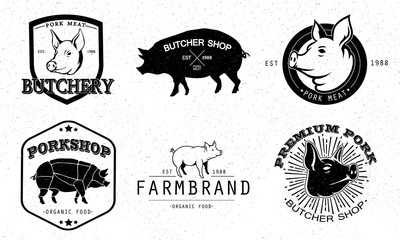 Set Of Meat Store Labels. Butchery logo