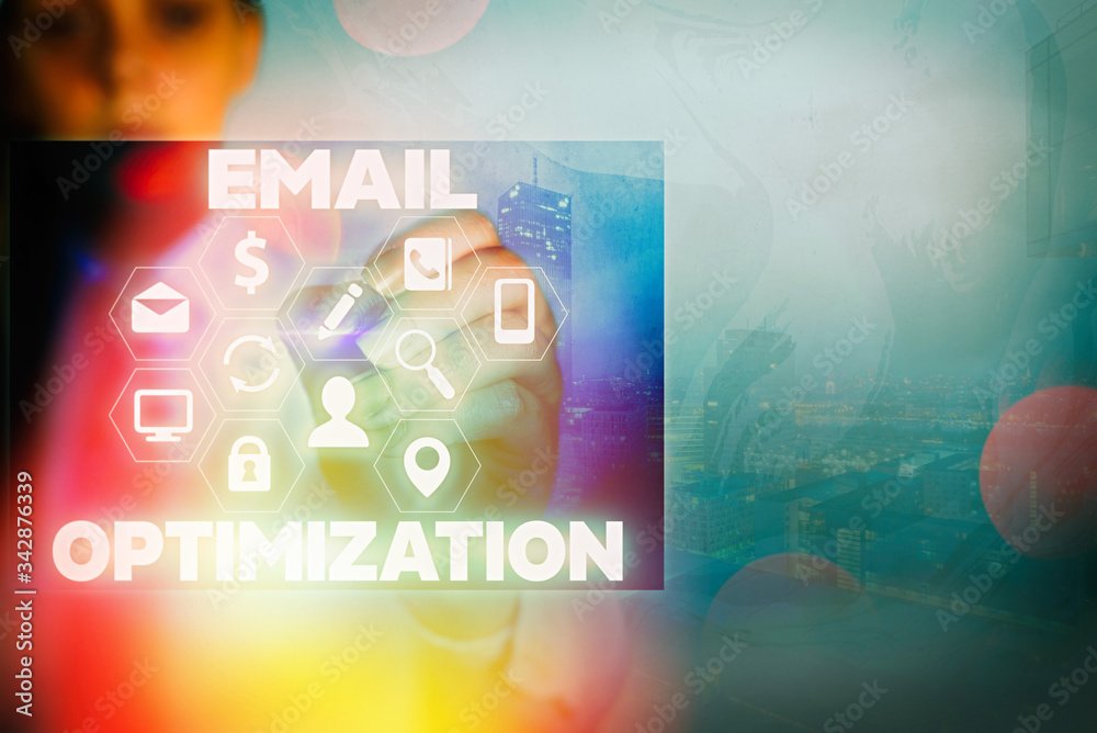 Poster writing note showing email optimization. business concept for maximize the effectiveness of the mark