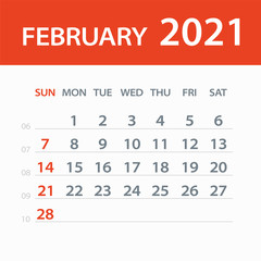 February 2021 Calendar Leaf - Vector Illustration