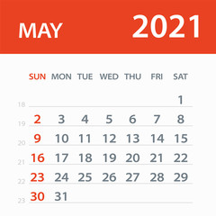 May 2021 Calendar Leaf - Vector Illustration