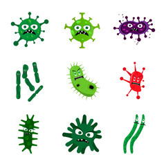 Set of angry virus
