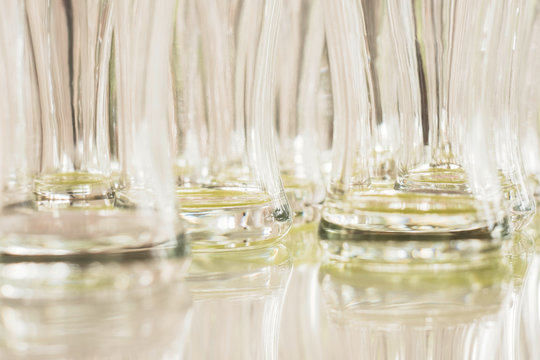 Abstract photo of empty beverage glasses with reflections