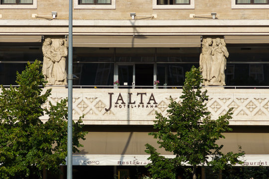 PRAGUE, CZECH REPUBLIC - SEPTEMBER 18, 2014: The Hotel Jalta on Wenceslas Square in the center of Prague. Prague is the capital and largest city of the Czech Republic.