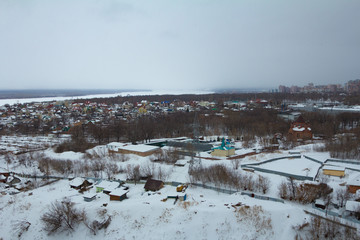 top view on buildings, winter 