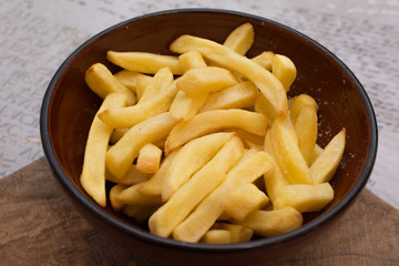 clay bowl with french fries