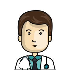 face of doctor male with stethoscope isolated icon vector illustration design