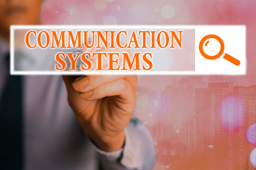 Word writing text Communication Systems. Business photo showcasing Flow of Information use of...